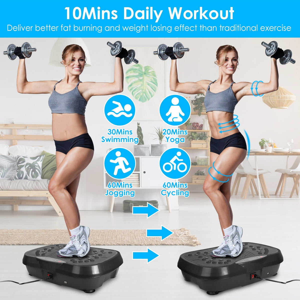 Vibration Plate Exercise Machine with Bands