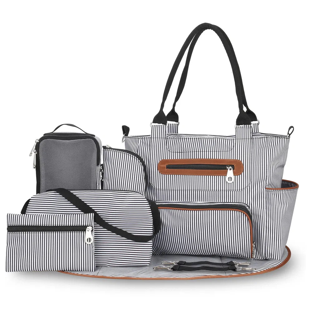 8-Piece Diaper Bag Set with Bottle Bag & Changing Pad