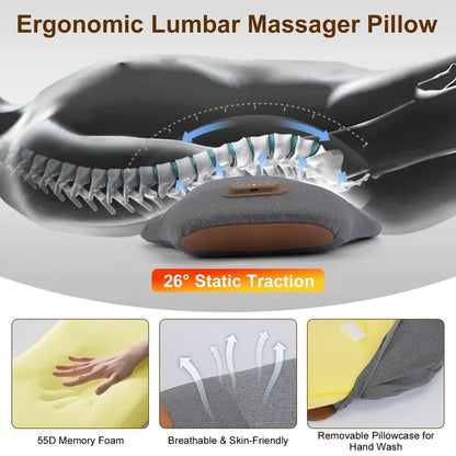 Lumbar Support Pillow with Heat & Vibration Massage