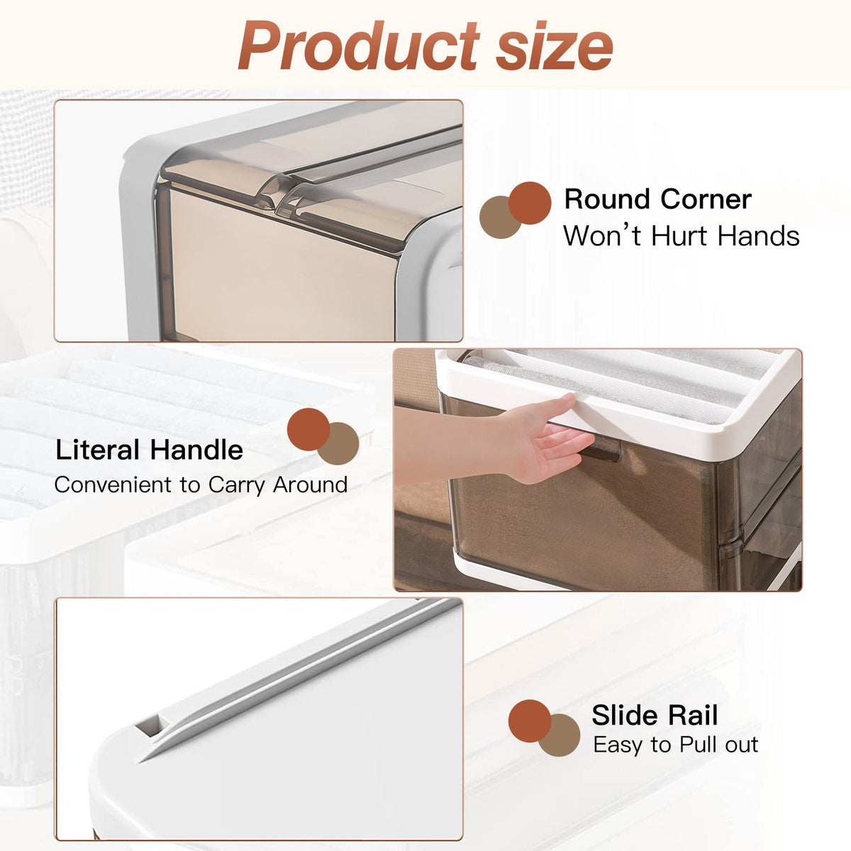 3-Pack Foldable Storage Bins with Lid & Divider