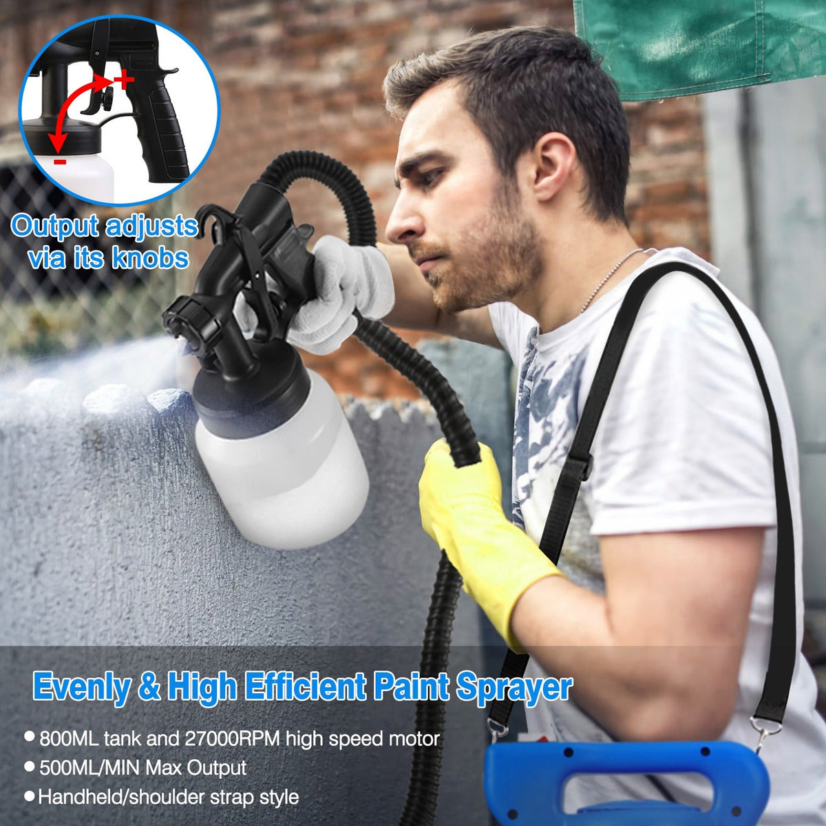Electric Paint Sprayer, 800ML, HVLP 650W