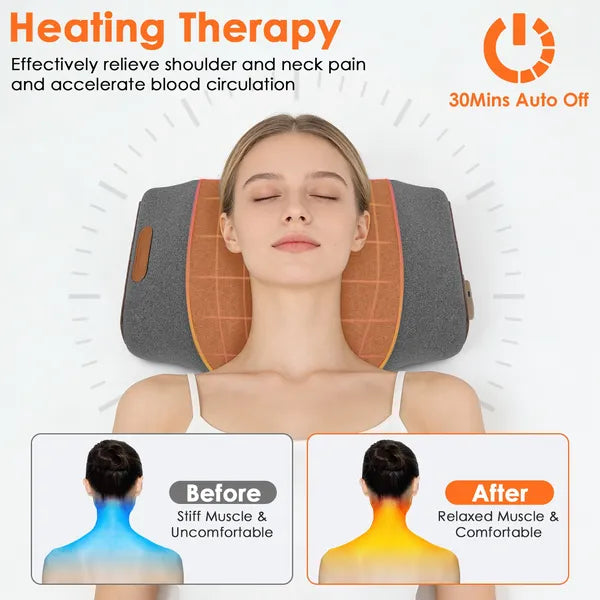 3-in-1 Heated Neck Massager Pillow, Vibration + Air