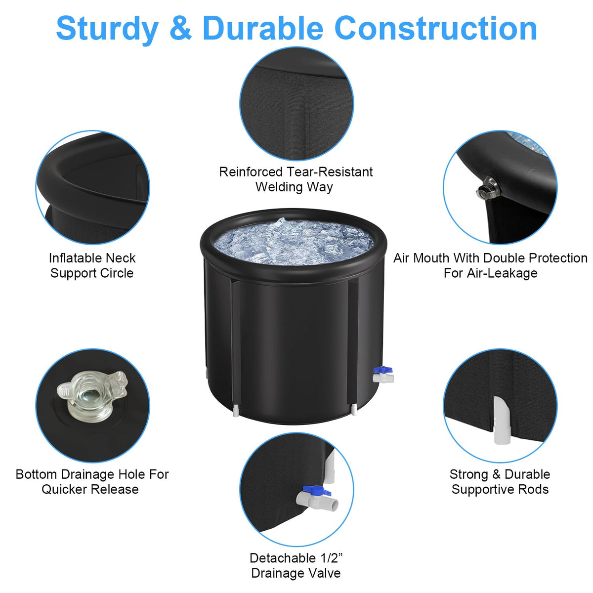 97 Gal Portable Ice Bath Tub with Cover, Cold Plunge