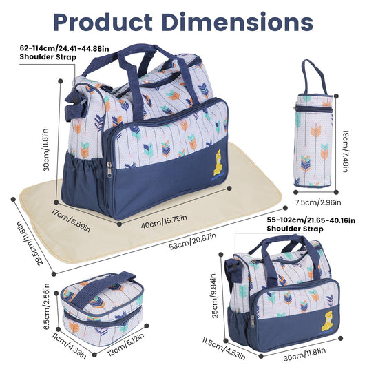 5-Piece Diaper Bag Set with Bottle & Food Bags