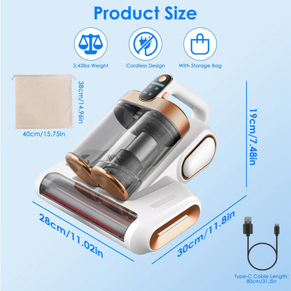Mattress Vacuum Cleaner with UVC Light, 16KPa Suction