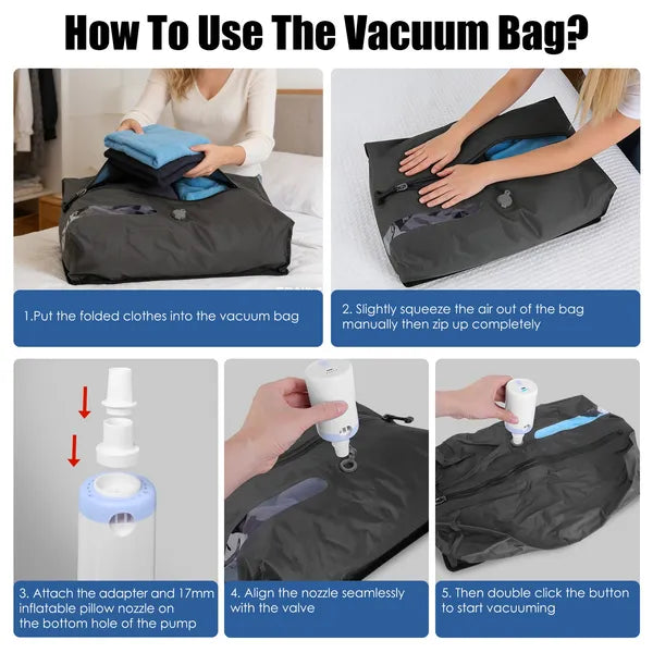 Vacuum Storage Bags with Electric Pump, Waterproof Packing Set