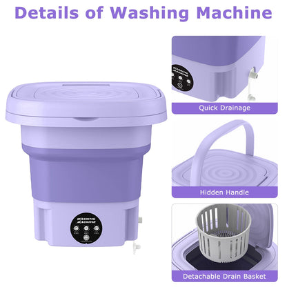 Portable Foldable Washing Machine, 8L, 3 Modes