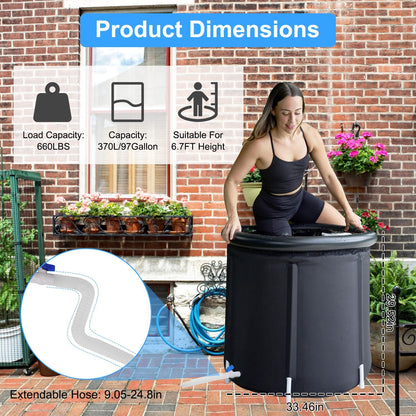 97 Gal Portable Ice Bath Tub with Cover, Cold Plunge