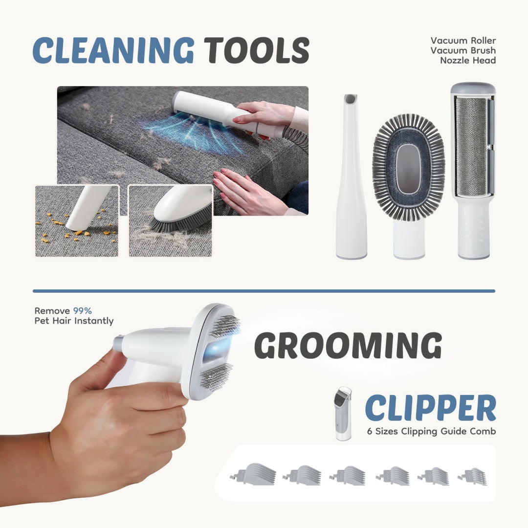 Cordless Pet Grooming Vacuum Kit with Clippers