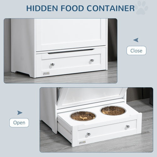 Pet Feeder Station with Storage Cabinet & Bowls