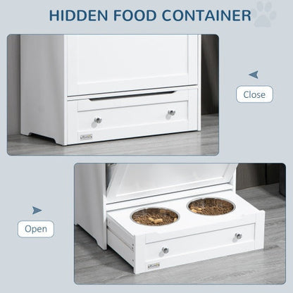 Pet Feeder Station with Storage Cabinet & Bowls