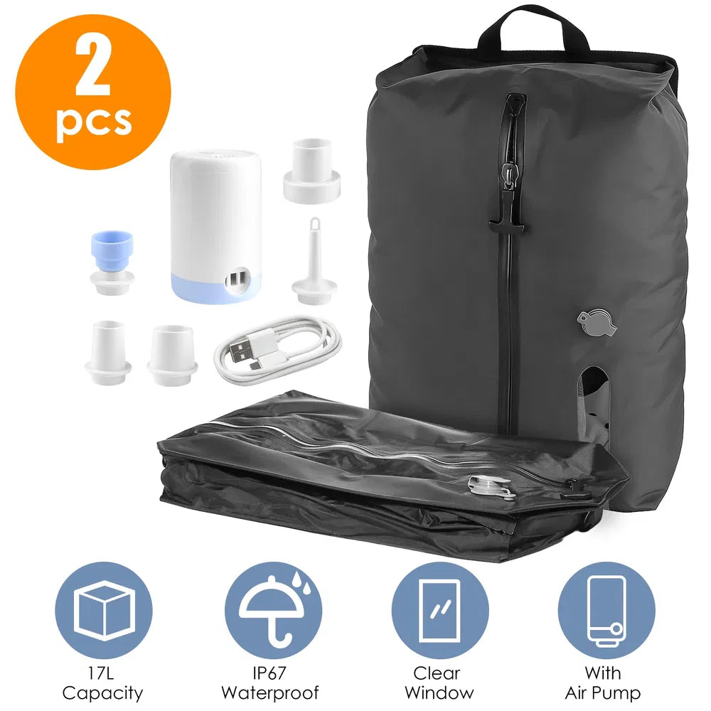 Vacuum Storage Bags with Electric Pump, Waterproof Packing Set