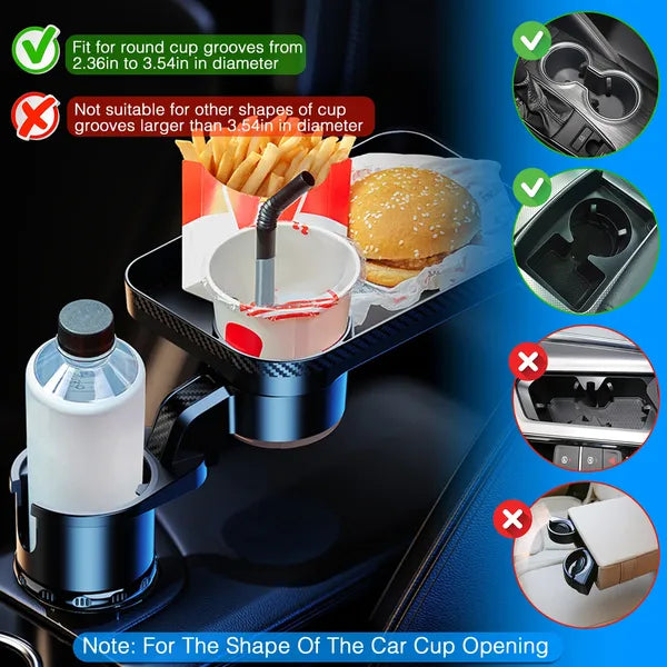 3-in-1 Rotating Car Cup Holder Tray Expander