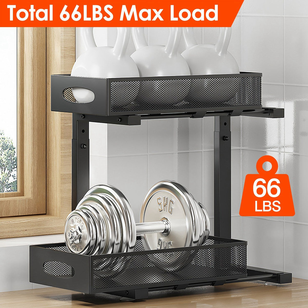 2-Pack Under Sink Organizer, Pull-Out 2-Tier Baskets