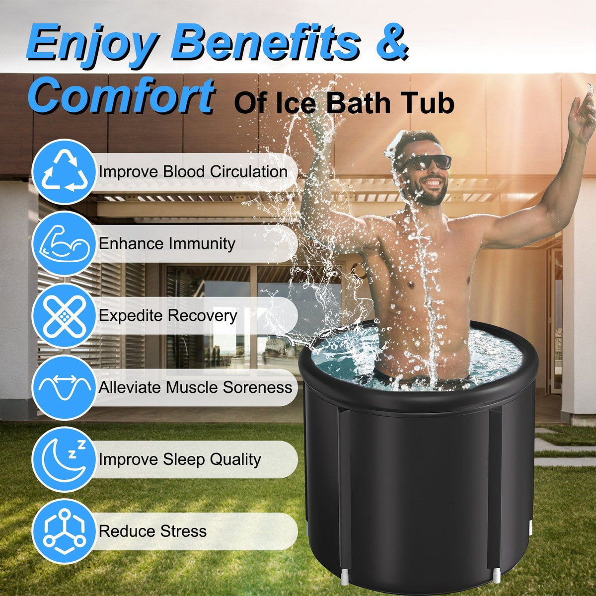 97 Gal Portable Ice Bath Tub with Cover, Cold Plunge