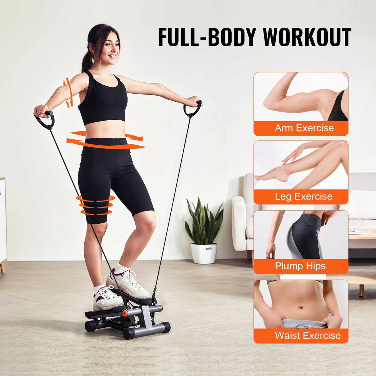 Mini Stair Stepper with Resistance Bands & LCD Display