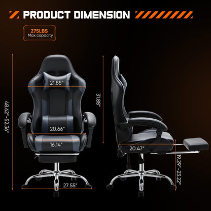 Ergonomic Gaming Chair with Footrest & Lumbar Pillow