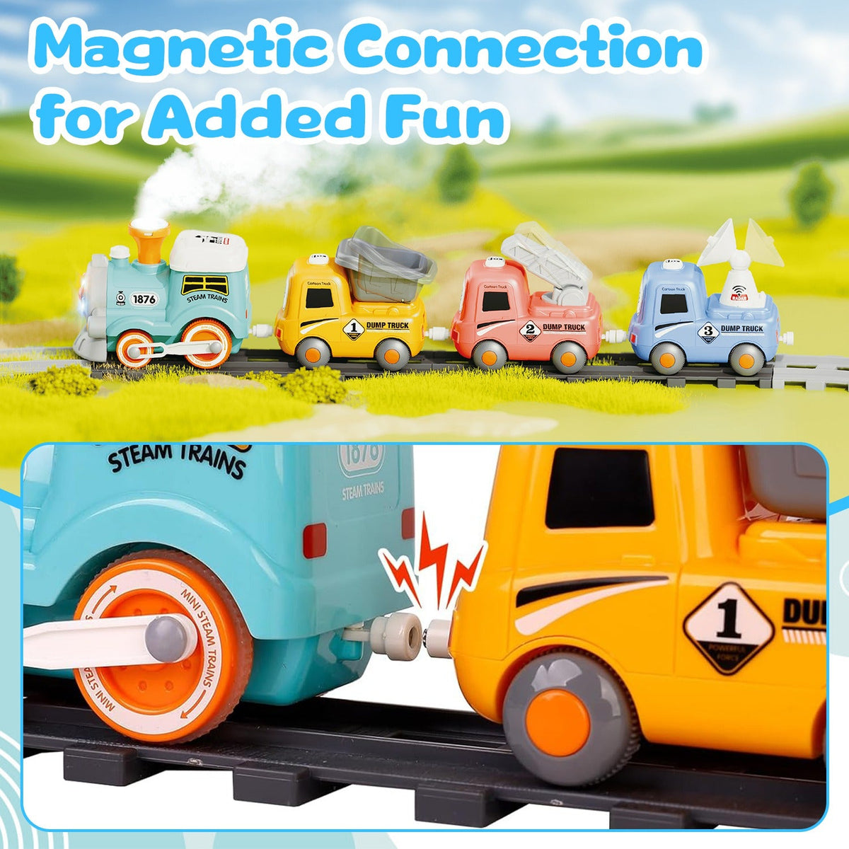 Electric Train Set with Remote, Light, Sound & Smoke