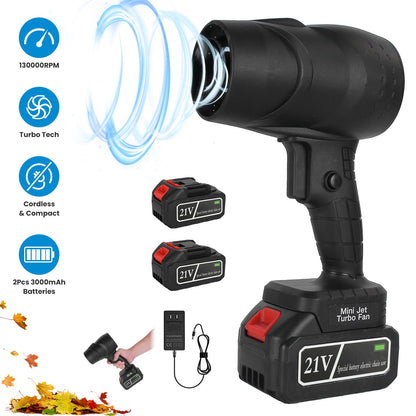 Mini Cordless Leaf Blower, 130000RPM with 2 Batteries