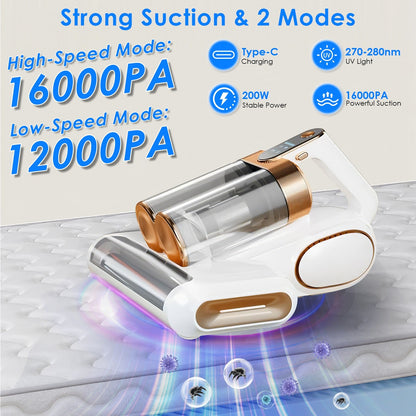 Mattress Vacuum Cleaner with UVC Light, 16KPa Suction