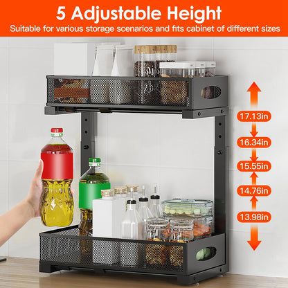 2-Pack Under Sink Organizer, Pull-Out 2-Tier Baskets