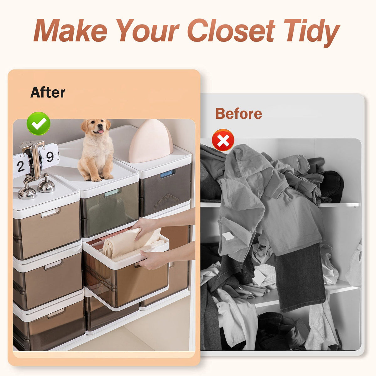 3-Pack Foldable Storage Bins with Lid & Divider