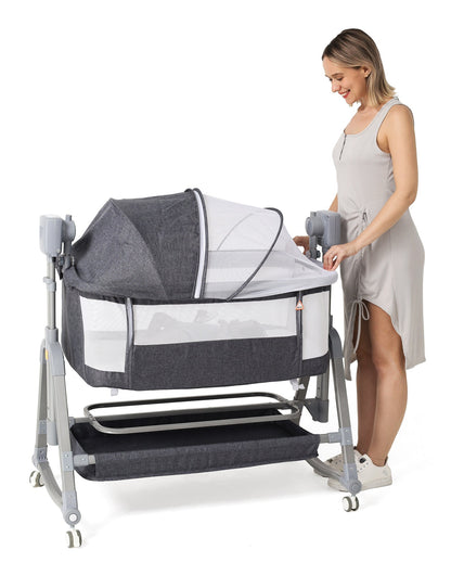 Electric Rocking Baby Bassinet with Bedside Sleeper