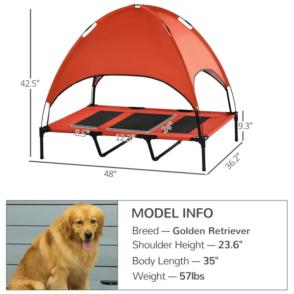 Elevated Dog Cot Bed with Removable Canopy