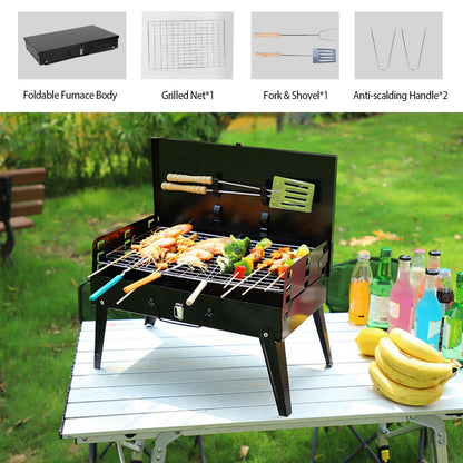 Portable Folding Charcoal BBQ Grill for Camping & Travel