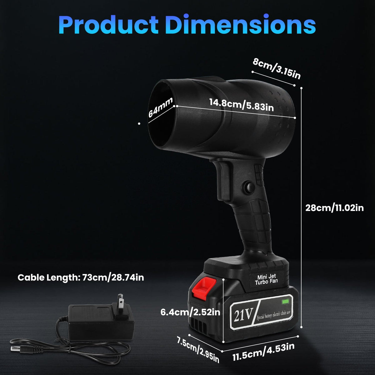 Mini Cordless Leaf Blower, 130000RPM with 2 Batteries