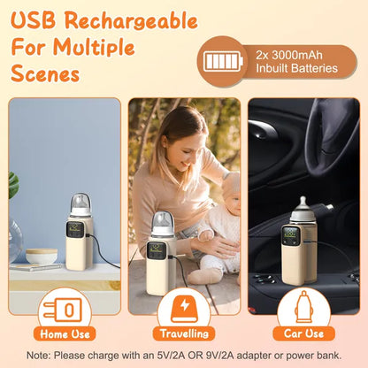 Portable Baby Bottle Warmer with Night Light, 6 Levels