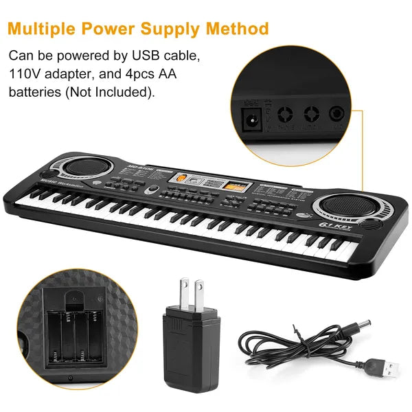 61-Key Electronic Keyboard with Microphone, Kids