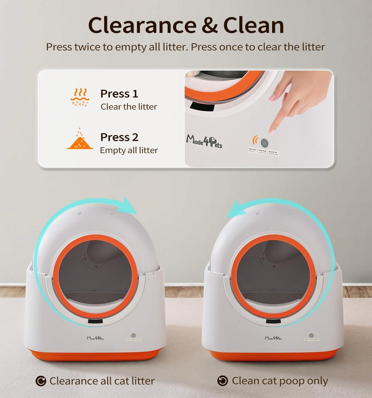 60L Smart Self-Cleaning Cat Litter Box, WiFi