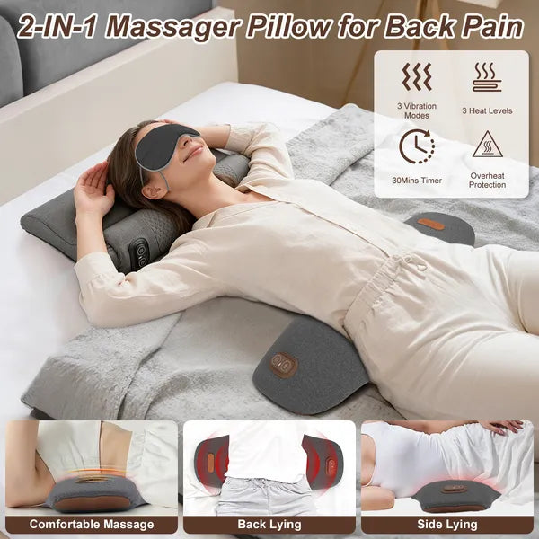 Lumbar Support Pillow with Heat & Vibration Massage