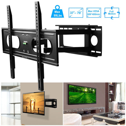 Full Motion TV Wall Mount, Fits 37-70 in, Holds 99 lbs