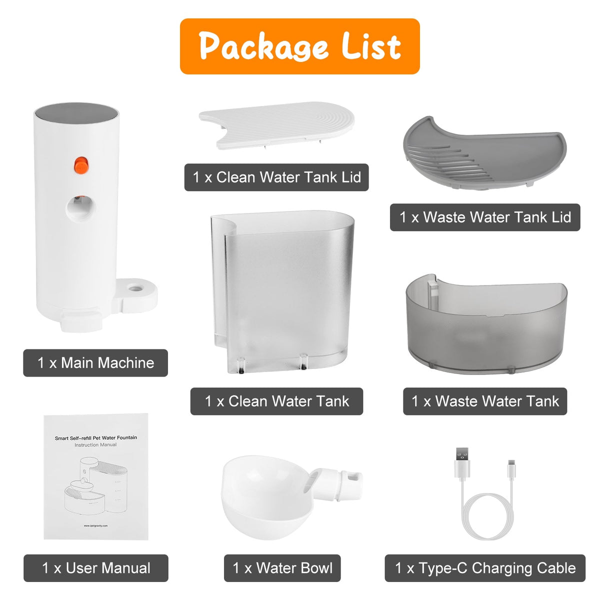 Smart Pet Water Fountain, 3L Cordless Rechargeable