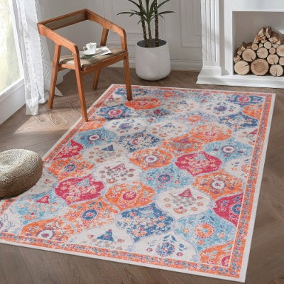 5x8 Washable Area Rug, Non-Slip Low-Pile