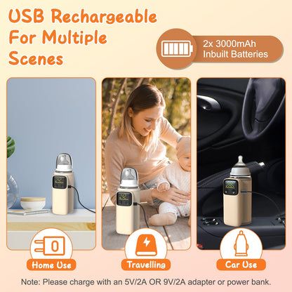 Portable Bottle Warmer with Night Light, 6 Heat Levels