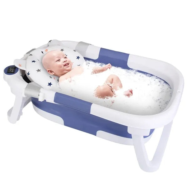 Foldable Baby Bathtub with Thermometer, 0-24 Months