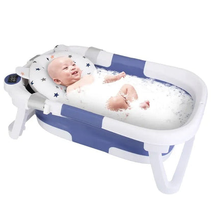 Foldable Baby Bathtub with Thermometer, 0-24 Months
