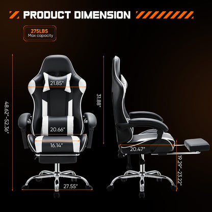 Ergonomic Gaming Chair with Footrest & Lumbar Pillow