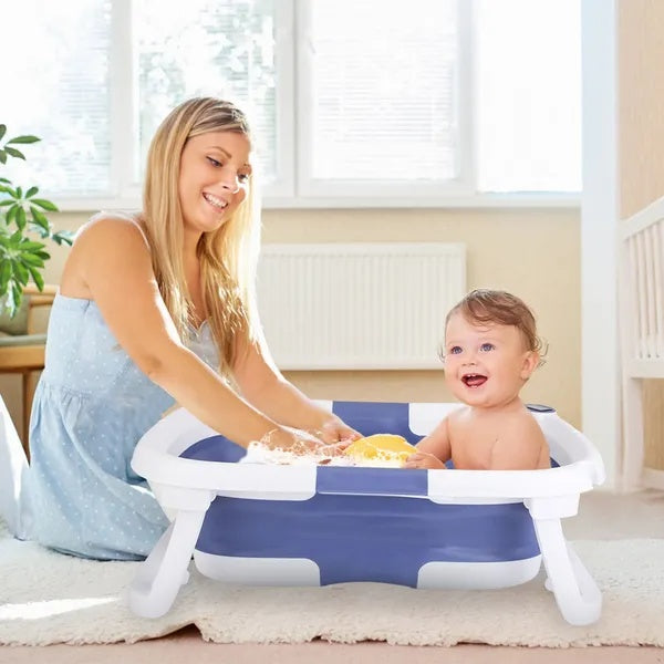 Foldable Baby Bathtub with Thermometer, 0-24 Months