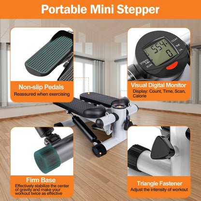 Mini Stepper with Resistance Bands & LCD Monitor
