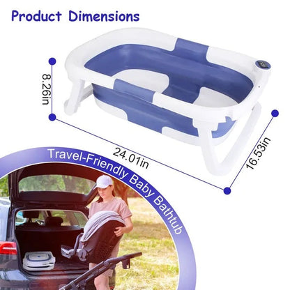 Foldable Baby Bathtub with Thermometer, 0-24 Months