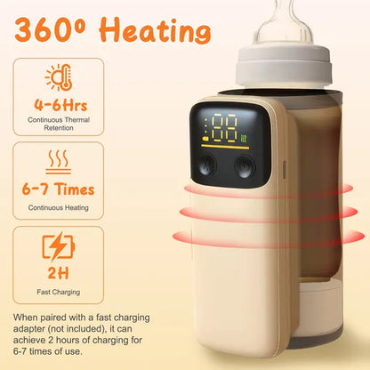 Portable Baby Bottle Warmer with Night Light, 6 Levels
