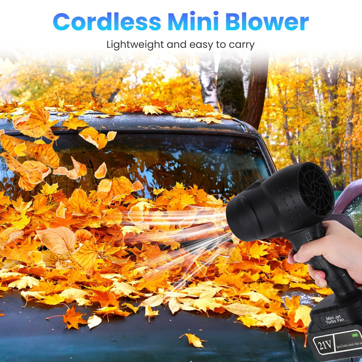 Mini Cordless Leaf Blower, 130000RPM with 2 Batteries
