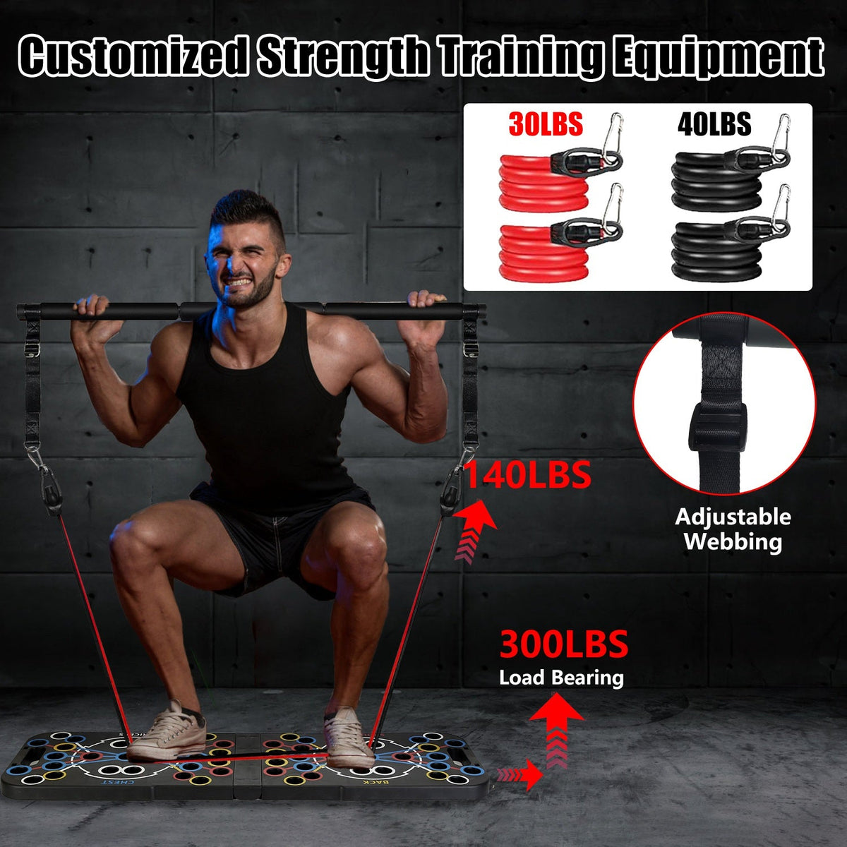Push Up Board Home Gym Set with 15 Accessories
