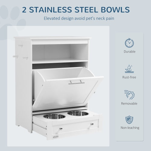 Pet Feeder Station with Storage Cabinet & Bowls