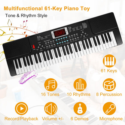 61-Key Electronic Keyboard with Stand & Microphone