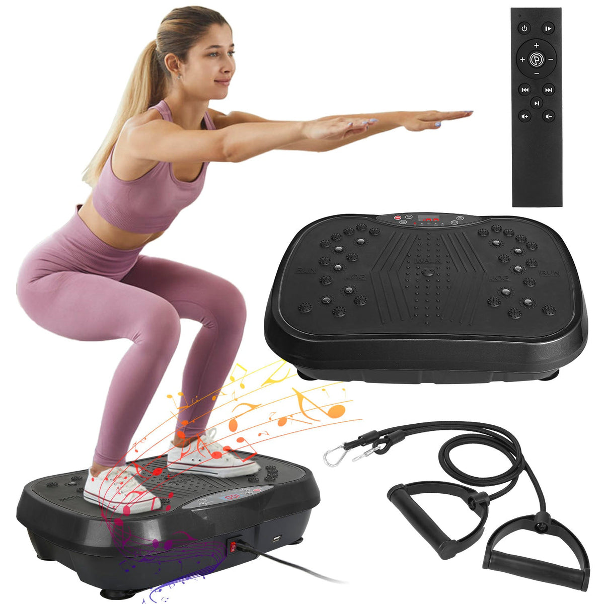 Vibration Plate Exercise Machine with Bands